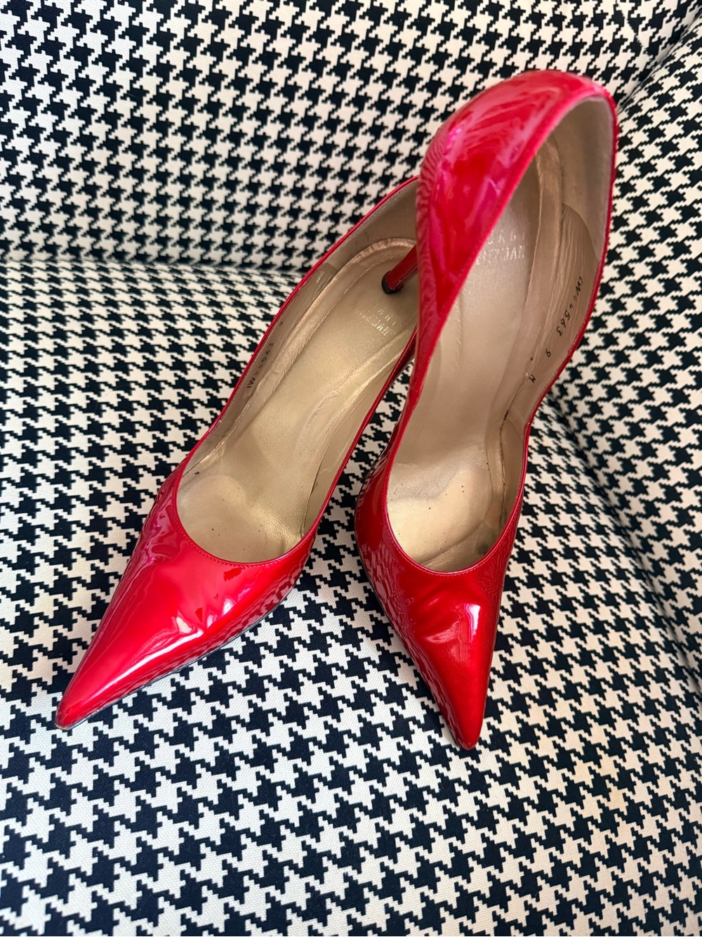 Stuart Weitzman Red Patent Pointed-Toe Pumps